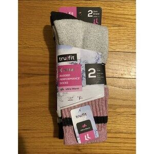 Tru Fit Womens XTREME Rugged Performance Thermal Socks 2 Pack Crew Sizes 9-11